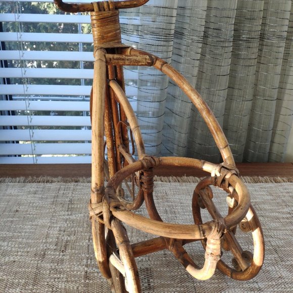 Bamboo Large Tricycle Big Wheel Vintage Plant Stand 17" - Picture 3 of 13